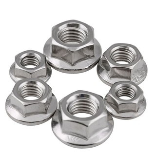 1 / 2 / 5 / 10 Cái M3 M4 M5 M6 M8 M10 M12 304 Mặt bích bằng thép không gỉ Đai ốc lục giác chống lỏng lẻo có miếng đệm Nắp vít khóa chống trượt