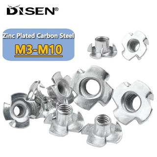 M3 M4 M5 M6 M8 M10 Mạ Kẽm Bốn Móng Vuốt Đai Ốc T-Dành Mù Chèn T-Nut Cho Gỗ Nội Thất Phần Cứng