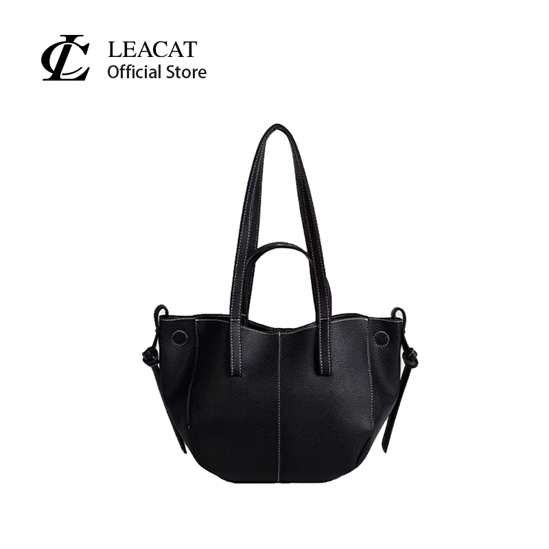 Leacat Da mềm niche cánh túi tote túi xách cao cấp cảm giác dung tích lớn túi xách đi lại xách nữ