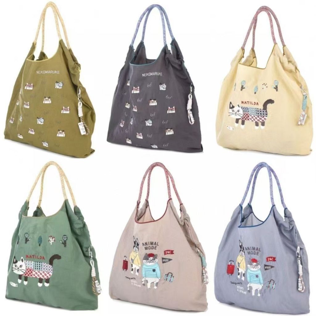 Nhật Bản 2024 Công nghiệp nặng Thêu mèo Túi đeo chéo Túi xách Túi mua sắm Túi Nylon