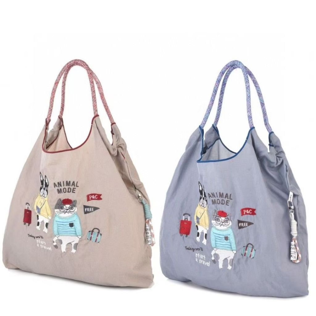 Nhật Bản 2024 Công nghiệp nặng Thêu mèo Túi đeo chéo Túi xách Túi mua sắm Túi Nylon