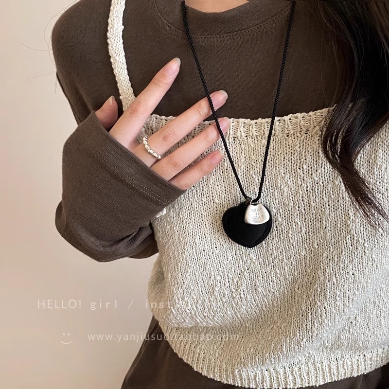 [Jewbeauty] Vòng cổ mặt Vòng cổ bạc tình yêu bằng vải nữ Vòng cổ áo len cổ dài nhẹ sang trọng cao cấp đơn giản 100 kèm phụ kiện