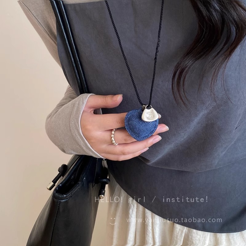 [Jewbeauty] Vòng cổ mặt Vòng cổ bạc tình yêu bằng vải nữ Vòng cổ áo len cổ dài nhẹ sang trọng cao cấp đơn giản 100 kèm phụ kiện