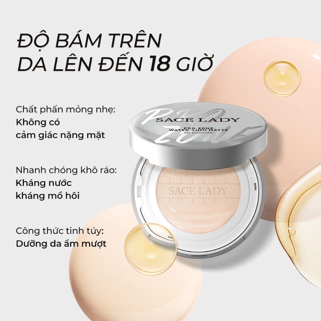 Cushion SACE LADY Phấn Nước Bảo hiểm tự nhiên lâu trôi và phù hợp với da  Trang điểm mặt thân thiện với da