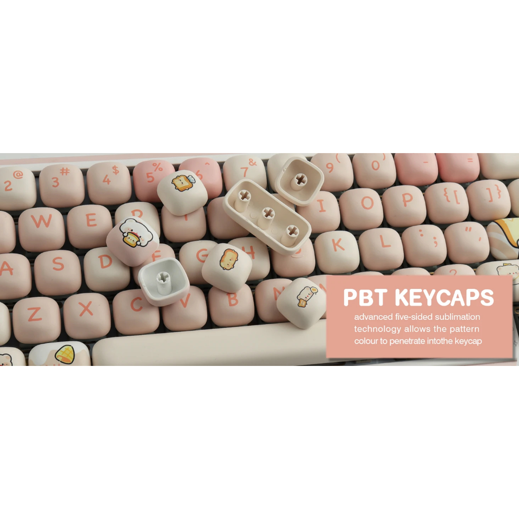 Pbt Keycaps Bánh Mì Gấu Tròn Keycaps Màu Hồng Và Dễ Thương MOG keycap Nhuộm Thăng Hoa, 144 phím cho bàn phím cơ | BigBuy360 - bigbuy360.vn