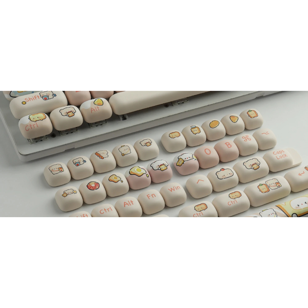 Pbt Keycaps Bánh Mì Gấu Tròn Keycaps Màu Hồng Và Dễ Thương MOG keycap Nhuộm Thăng Hoa, 144 phím cho bàn phím cơ | BigBuy360 - bigbuy360.vn