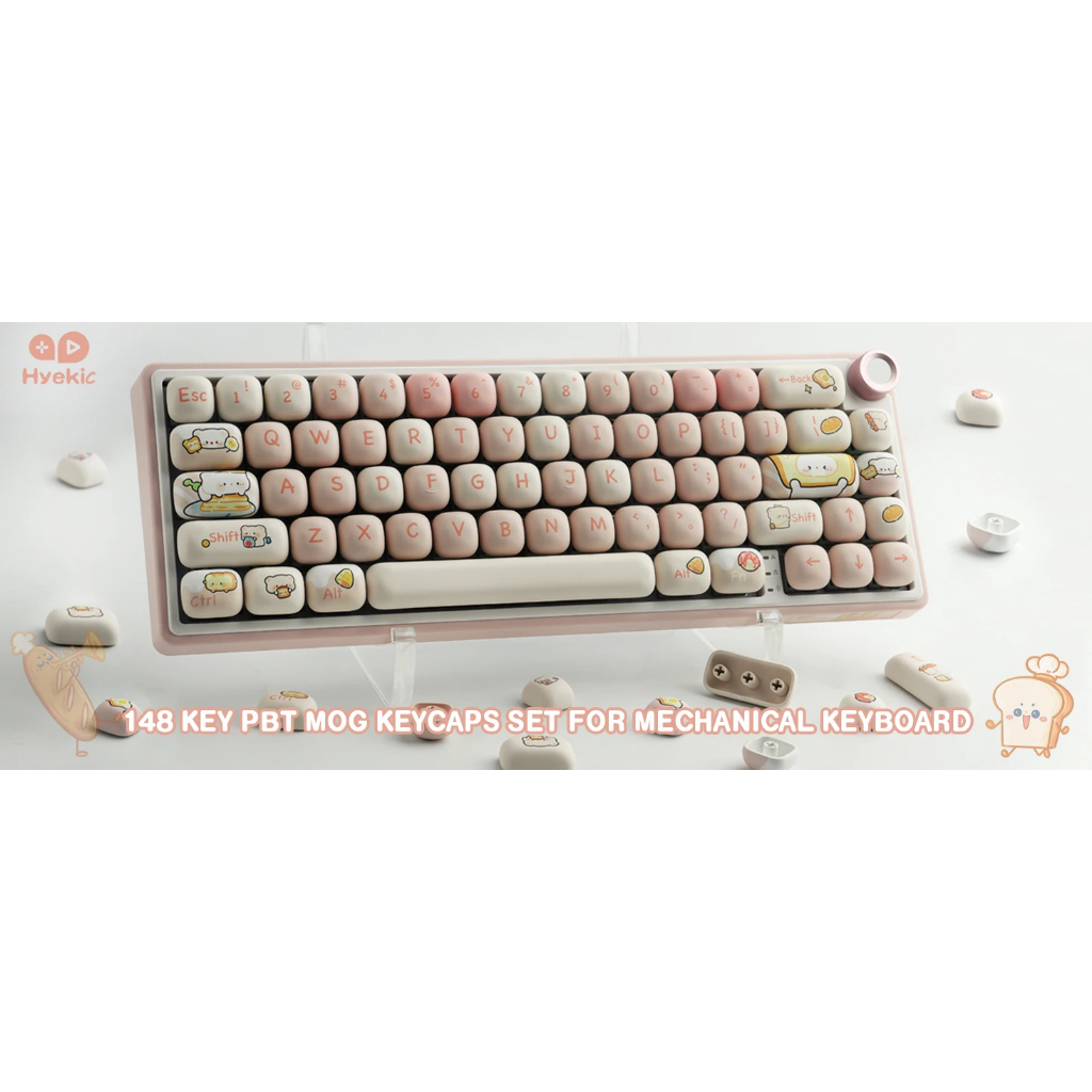 Pbt Keycaps Bánh Mì Gấu Tròn Keycaps Màu Hồng Và Dễ Thương MOG keycap Nhuộm Thăng Hoa, 144 phím cho bàn phím cơ | BigBuy360 - bigbuy360.vn