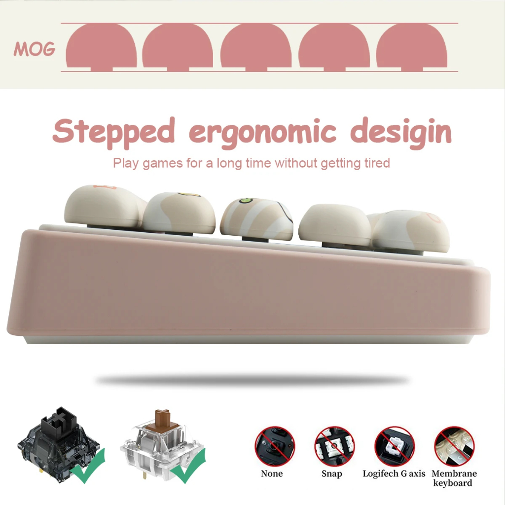 Pbt Keycaps Bánh Mì Gấu Tròn Keycaps Màu Hồng Và Dễ Thương MOG keycap Nhuộm Thăng Hoa, 144 phím cho bàn phím cơ | BigBuy360 - bigbuy360.vn