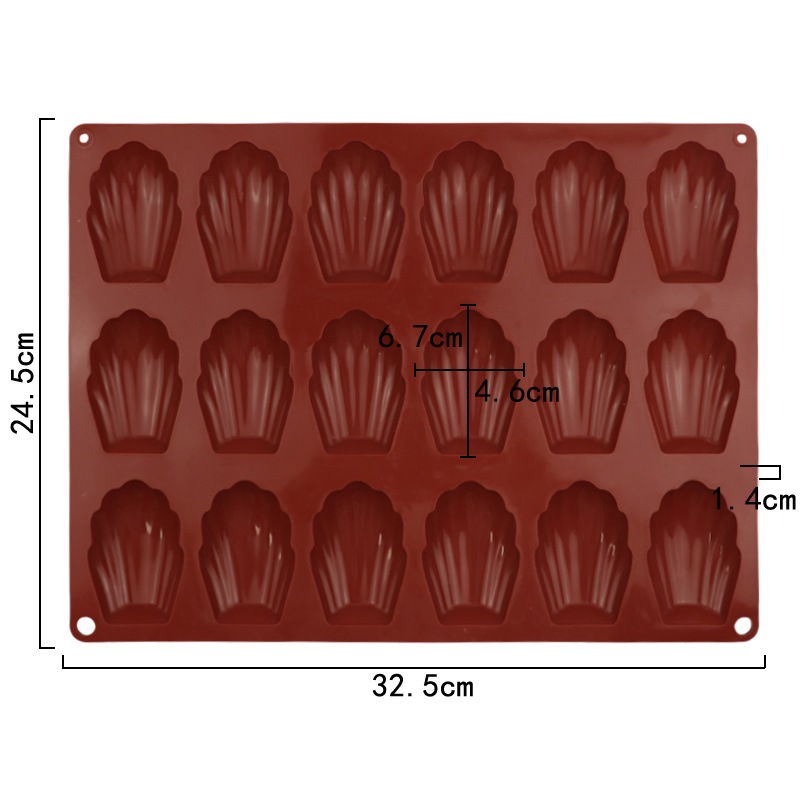 Khuôn silicon Madeline 18 khoang làm vỏ bánh, sô cô la, món tráng miệng, cắt bánh quy, DIY