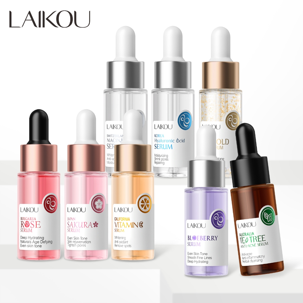 Ảnh Serum dưỡng da mặt LAIKOU chứa tinh chất vàng 24k/việt quất/hoa đào/axit hyaluronic 17ml 1