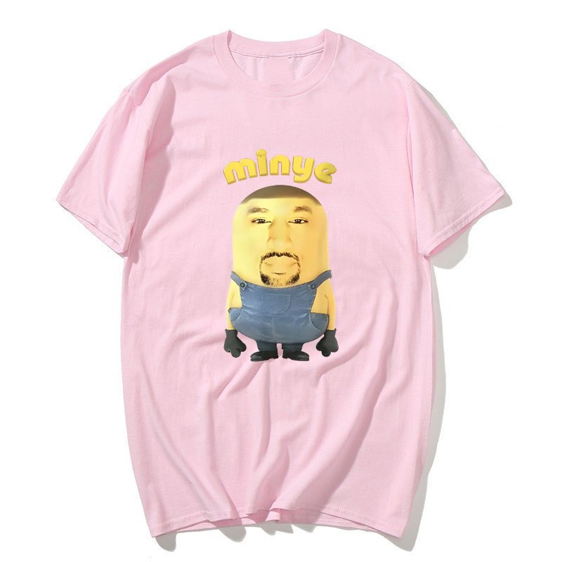 Rapper Kanye West Minye Ngộ nghĩnh Meme Áo Bông Tai Kẹp Hip Hop Vintage Quá Khổ Áo Nam Nữ Thường Ngày Cotton Áo Thun Cao Cấp
