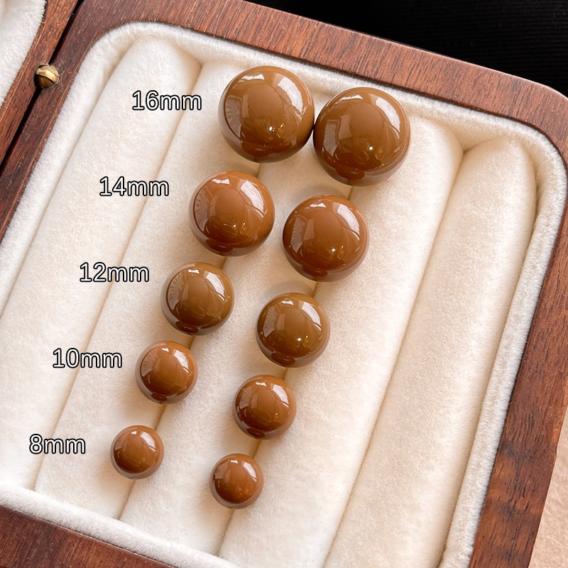 Bông tai ngọc trai Maillard màu cà phê Mantou sang trọng đơn giản kiểu Pháp