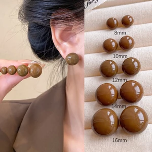 Bông tai ngọc trai Maillard màu cà phê Mantou sang trọng đơn giản kiểu Pháp