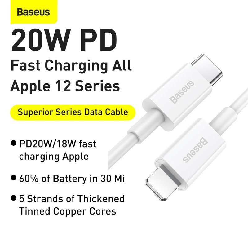 Ảnh Cáp sạc nhanh Baseus PD 20W Cáp C-L tương thích cho cáp USB sạc nhanh 12-14 1