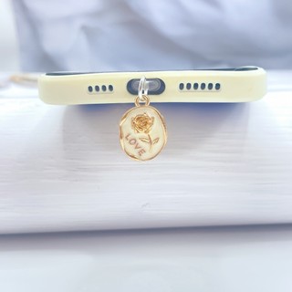 Lỗ Điện Thoại Di Động Chống Bụi Cắm Tự Làm Hợp Kim Tình Yêu Hoa Hồng Mặt Dây Chuyền Điện Thoại Di Động Cổng Sạc Chống Bụi Cắm Trang Trí