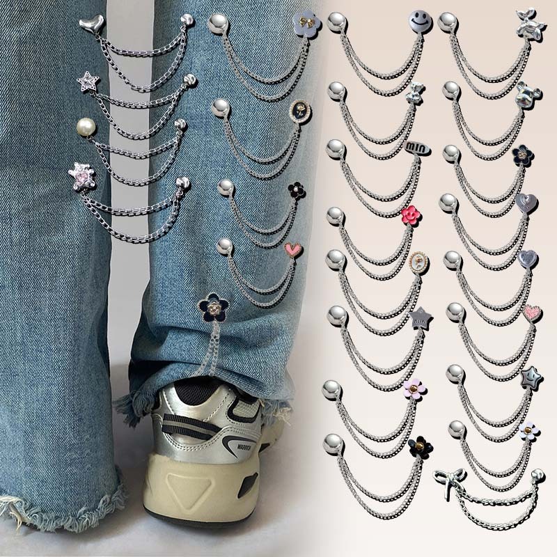 [Yunyuan] Phong cách mới 26 kiểu dây chuyền quần có khóa chân từ tính Áo thun cuff hem cố định quần dài viền chân có thể thay đổi để rút ngắn kẹp cố định có thể tháo rời