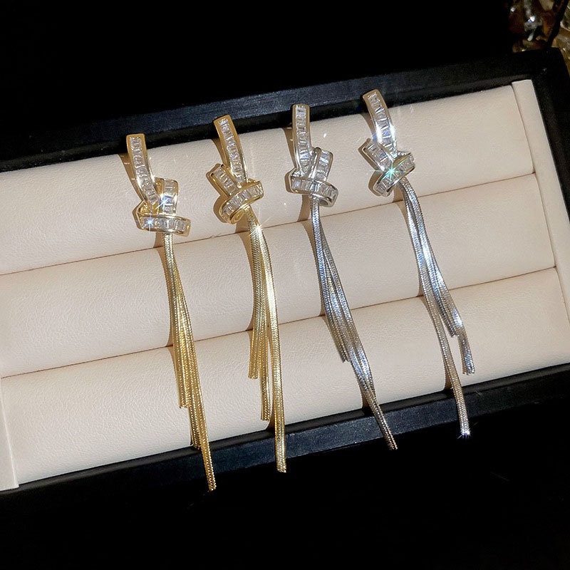 Bán chạy Bông tai tua rua dài sang trọng dành cho nữ trang sức tai zircon thời trang