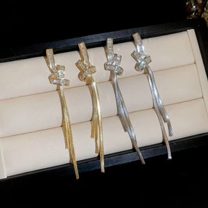 Bán chạy Bông tai tua rua dài sang trọng dành cho nữ trang sức tai zircon thời trang