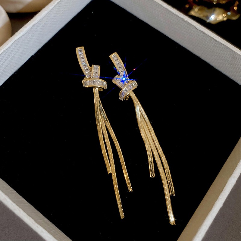 Bán chạy Bông tai tua rua dài sang trọng dành cho nữ trang sức tai zircon thời trang