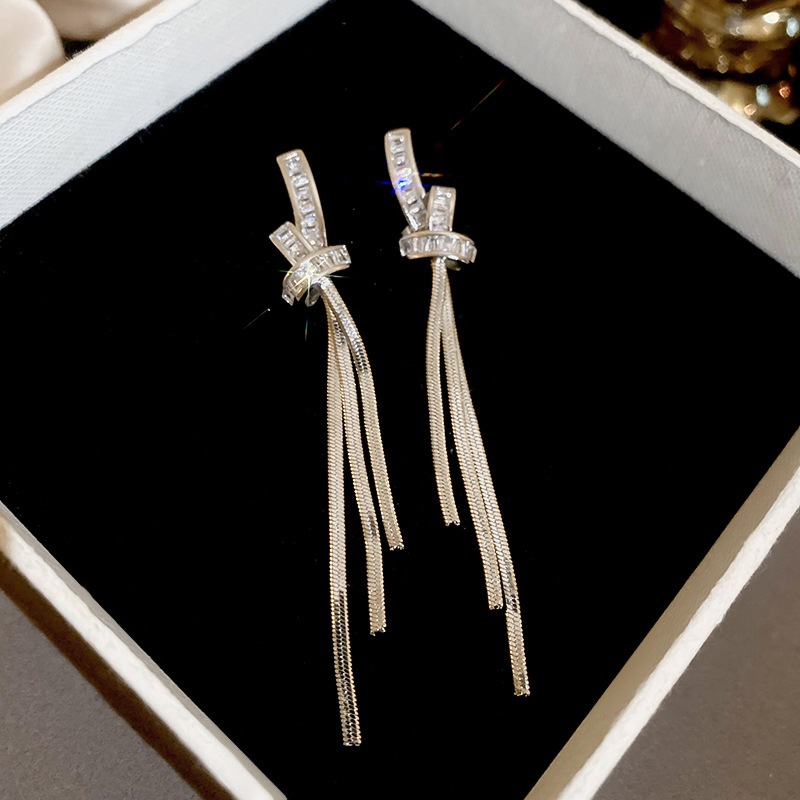 Bán chạy Bông tai tua rua dài sang trọng dành cho nữ trang sức tai zircon thời trang