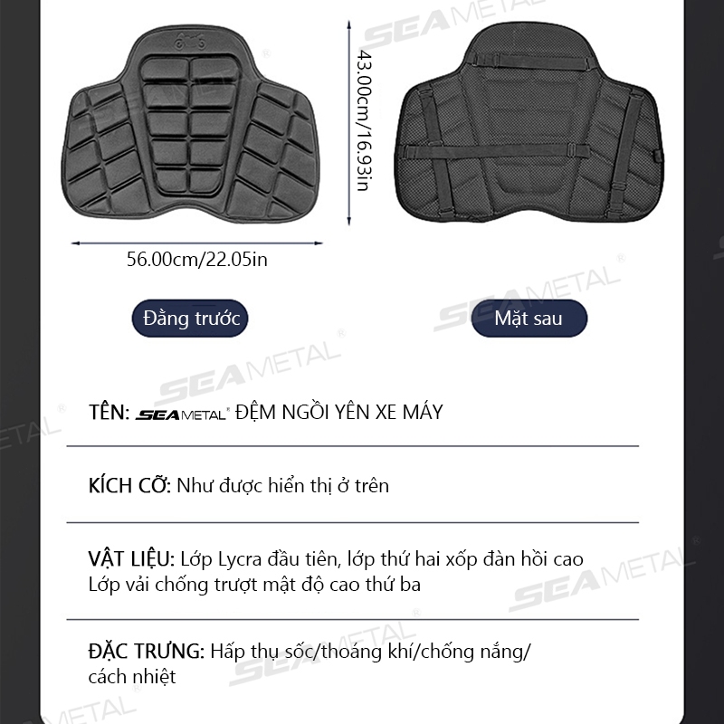 đệm yên xe máy SEAMETAL Lycra Vải Yên Ghế Đệm Chống Thấm Nước Chống Sốc Thấm Hút