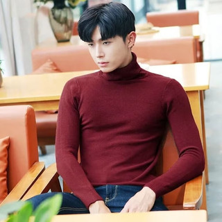 Áo len nam ESEA thời trang phổ biến phong cách Nhật Bản màu trơn đơn giản giản cổ cao áo len dệt kim