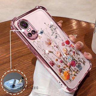 [Màu Mới] Ốp Lưng Cho OPPO RENO 10 5G RENO 10 Pro 5G Vỏ Điện Thoại Siêu Chống Rơi Mạ Điện Bốn Góc Thẩm Mỹ Nhiều Bó Hoa Họa Tiết TPU Mềm