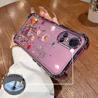 [Màu Mới] Ốp Lưng Cho OPPO RENO 10 5G RENO 10 Pro 5G Vỏ Điện Thoại Siêu Chống Rơi Mạ Điện Bốn Góc Thẩm Mỹ Nhiều Bó Hoa Họa Tiết TPU Mềm