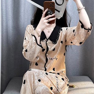 Bộ Đồ Ngủ Dài Tay Nhung Chất Lượng Cao Thu Đông Phong Cách Bộ Đồ Ngủ Pháp