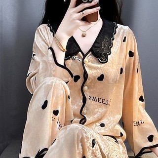 Bộ Đồ Ngủ Dài Tay Nhung Chất Lượng Cao Thu Đông Phong Cách Bộ Đồ Ngủ Pháp