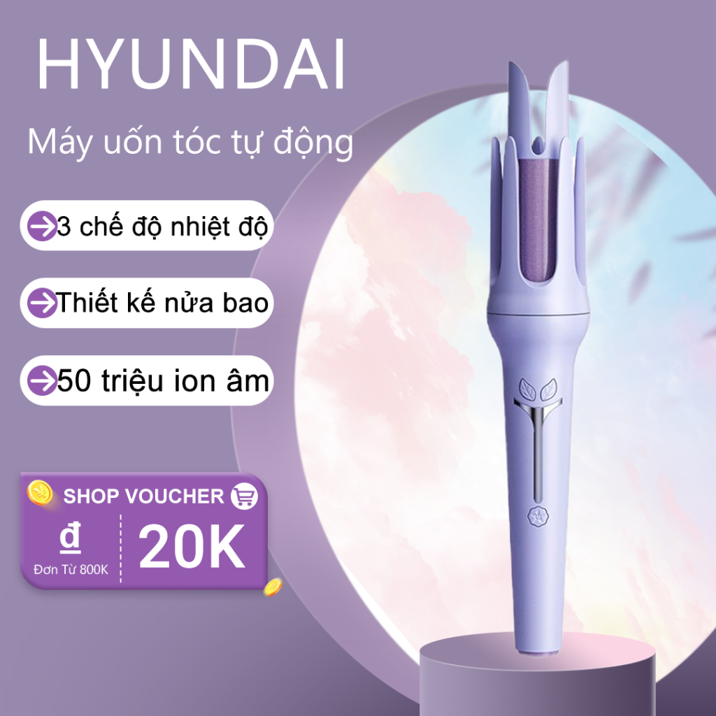 Máy uốn tóc tự động Hyundai ion âm,đường kính 32mm,tạo lọn sóng to,kéo ...