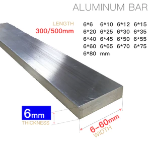 Thanh vuông nguyên khối bằng nhôm FUYI dày 6mm 300mm Chiều dài 500mm Chất lượng cao Thẳng 6 10 12 15 20 25 30 35 40 45 50 55 60 65 70 75 80mm Thanh nhôm phẳng