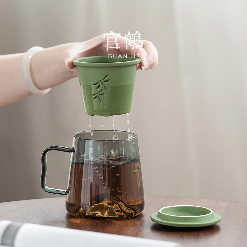 ✨Kính Sáng Tạo Xem Núi Cốc Lọc Chịu Nhiệt Độ Cao Trà Tách Nước Cốc Văn Phòng Trà Hộ Gia Đình Cốc Uống Nước Giá Trị Cao Dung Tích Lớn