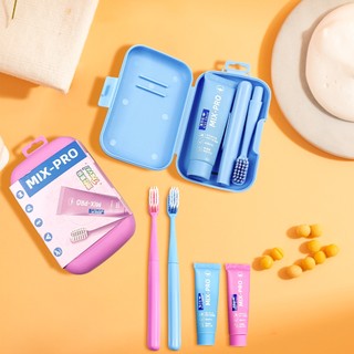 Hộp Bàn Chải Đánh Răng Di Động Có Thể Tháo Rời Gấp Xoắn Ốc Lông Mềm Bàn Chải Đánh Răng Bạc Hà Kem Đánh Răng Chỉnh Nha Làm Sạch Răng Bộ Du Lịch