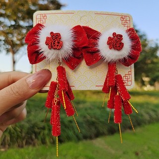 Phụ kiện tóc truyền thống màu đỏ năm mới của Trung Quốc