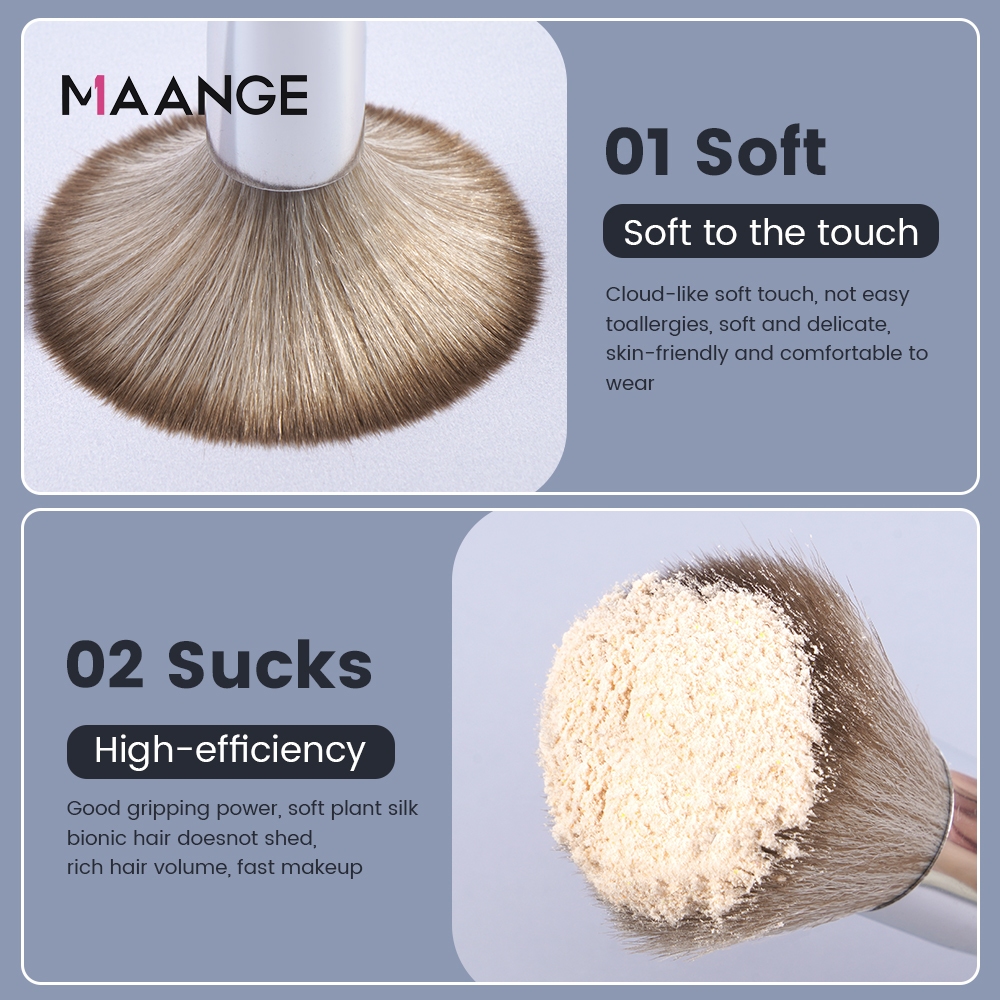 Ảnh Set cọ trang điểm cá nhân MAANGE 14 cây màu xám bạc có bao da 1414 4
