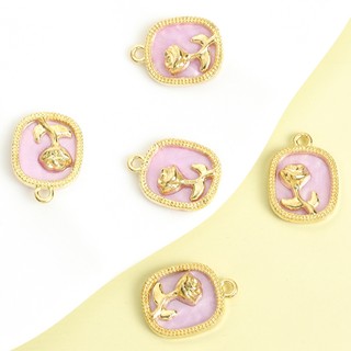 10 chiếc Charm hợp kim Acrylic nhiều màu thanh lịch phong cách Pháp - Mặt dây chuyền gương hoa hồng lãng mạn cho bông tai vòng cổ chuỗi xương đòn cao cấp DIY - Lý tưởng cho quà tặng ngày lễ tình nhân