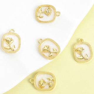 10 chiếc Charm hợp kim Acrylic nhiều màu thanh lịch phong cách Pháp - Mặt dây chuyền gương hoa hồng lãng mạn cho bông tai vòng cổ chuỗi xương đòn cao cấp DIY - Lý tưởng cho quà tặng ngày lễ tình nhân