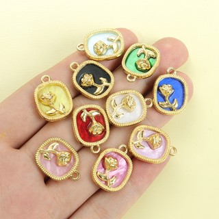 10 chiếc Charm hợp kim Acrylic nhiều màu thanh lịch phong cách Pháp - Mặt dây chuyền gương hoa hồng lãng mạn cho bông tai vòng cổ chuỗi xương đòn cao cấp DIY - Lý tưởng cho quà tặng ngày lễ tình nhân