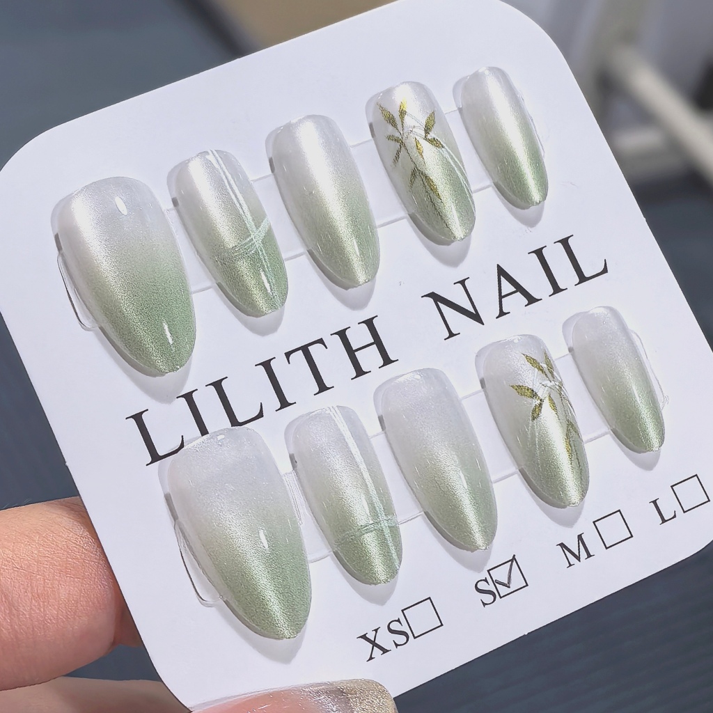 Sương Mù Tre Mắt Mèo Móng Tay Giả Móng Tay Giả Nailbox Làm Móng Tay Miếng Dán Mắt Mèo Tre Chuyển Đổi Mũi Nhọn Móng Tay Giả