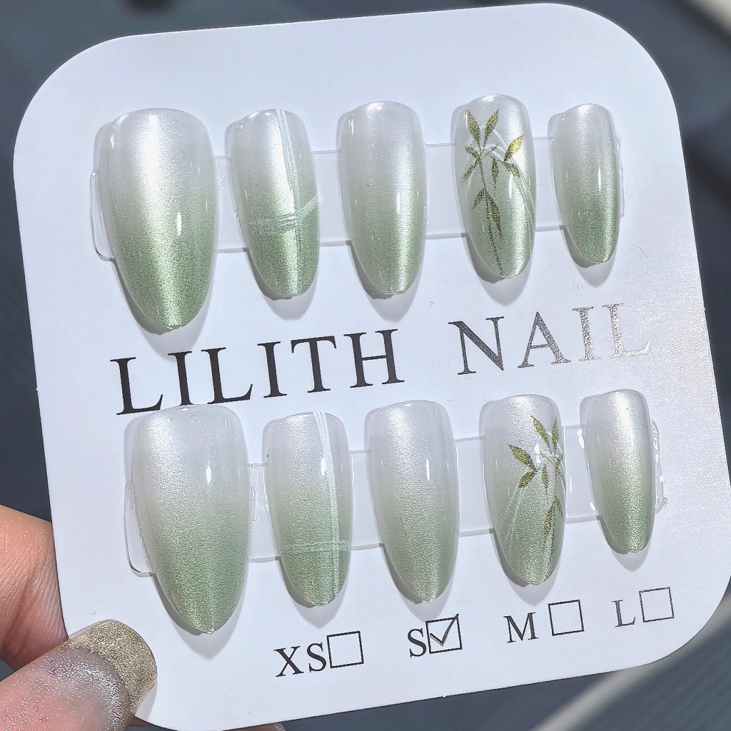 Sương Mù Tre Mắt Mèo Móng Tay Giả Móng Tay Giả Nailbox Làm Móng Tay Miếng Dán Mắt Mèo Tre Chuyển Đổi Mũi Nhọn Móng Tay Giả