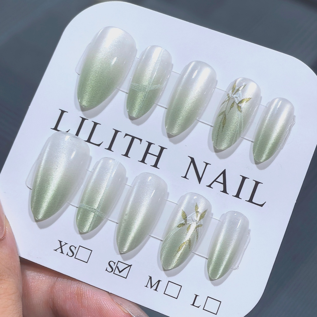 Sương Mù Tre Mắt Mèo Móng Tay Giả Móng Tay Giả Nailbox Làm Móng Tay Miếng Dán Mắt Mèo Tre Chuyển Đổi Mũi Nhọn Móng Tay Giả