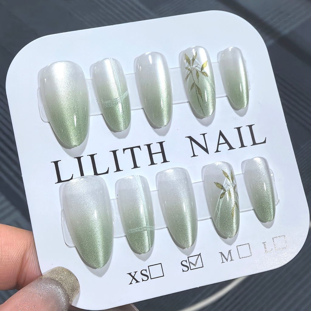 Sương Mù Tre Mắt Mèo Móng Tay Giả Móng Tay Giả Nailbox Làm Móng Tay Miếng Dán Mắt Mèo Tre Chuyển Đổi Mũi Nhọn Móng Tay Giả