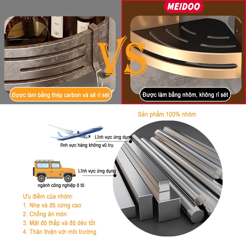 Ảnh Kệ đựng đồ dùng nhiều tầng MEIDOO gắn góc tường nhà tắm dễ điều chỉnh tiện dụng 4