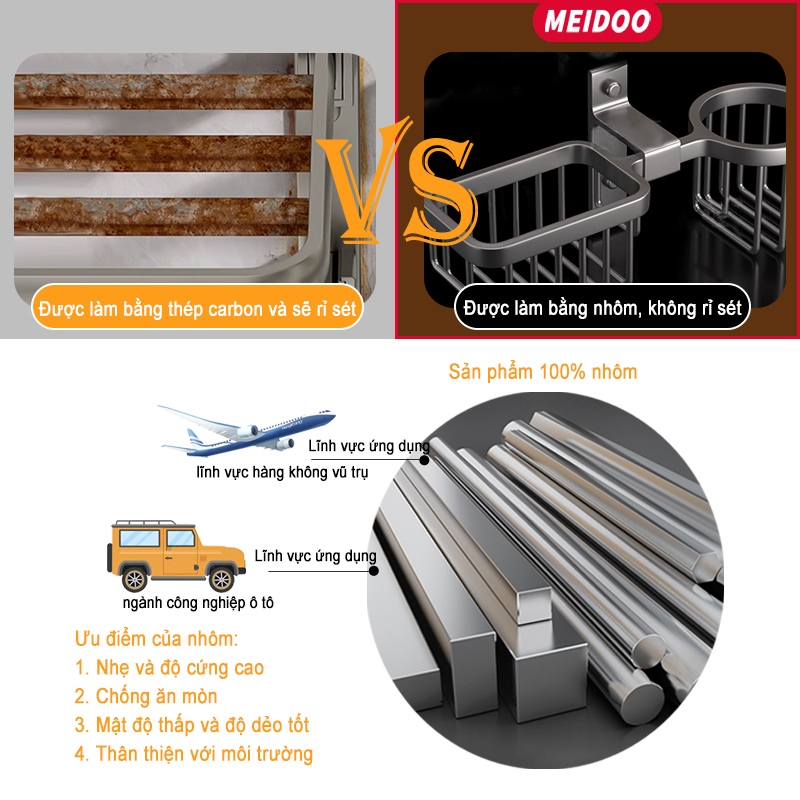 Ảnh Giá đỡ bàn chải vệ sinh toilet MEIDOO bằng kim loại đa năng tiện dụng không cần khoan dễ lắp đặt 4