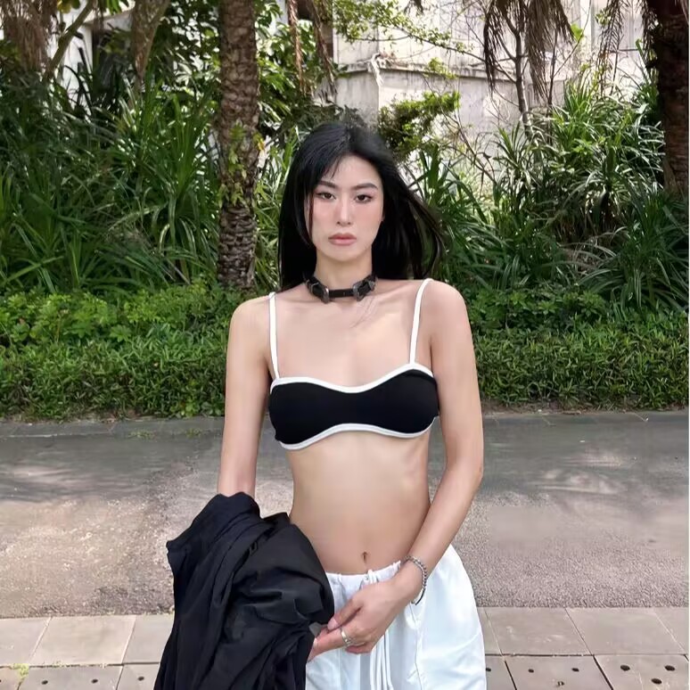 Mùa Hè Mới Thường Ngày Crop Top Hot Girl Ngắn Đen Tank Top Nữ
