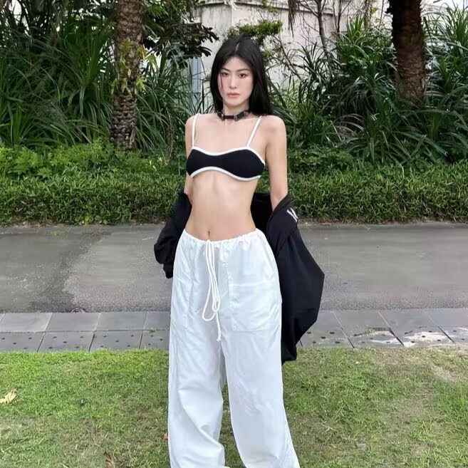 Mùa Hè Mới Thường Ngày Crop Top Hot Girl Ngắn Đen Tank Top Nữ