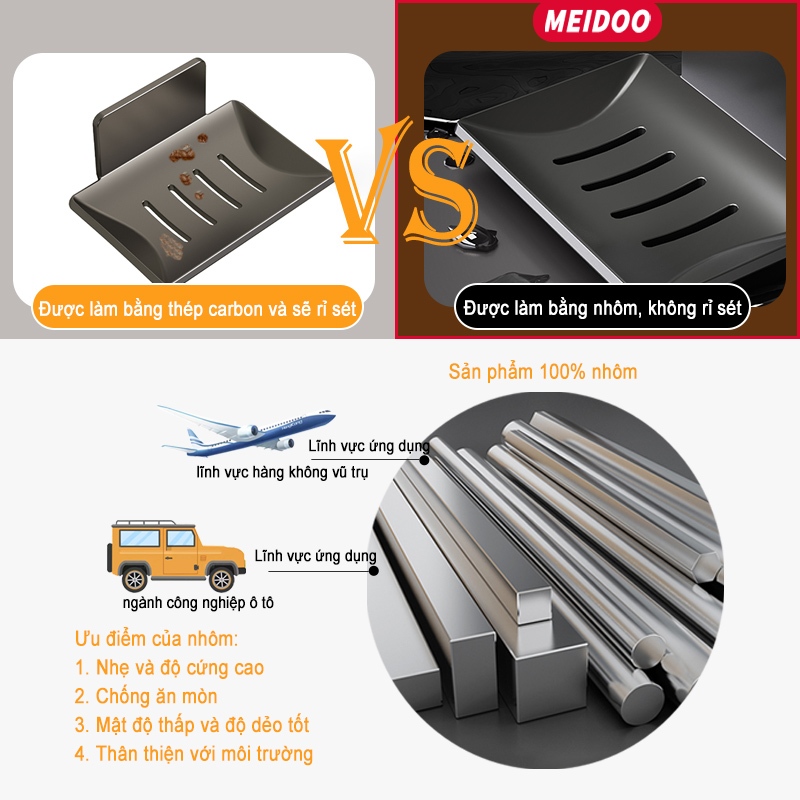 Ảnh Giá đỡ MEIDOO chất liệu nhôm dán keo 3M đựng xà phòng tiện dụng 4