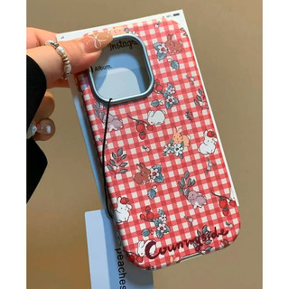 Chỉ 16 Là Tình Yêu các mẫu khác Vỏ điện thoại di động iPhone 16Promax hình vuông dễ thương da caro dâu tây