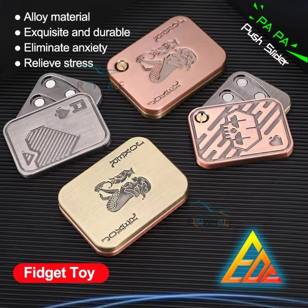 EDC Đẩy Thanh Trượt Kim Loại Fidget Chống Căng Thẳng Đồ Chơi Người Lớn Ngón Tay Spinner Poker Giảm Lo Âu Đồ Chơi Di Động Pop Từ Thanh Trượt Trò Chơi